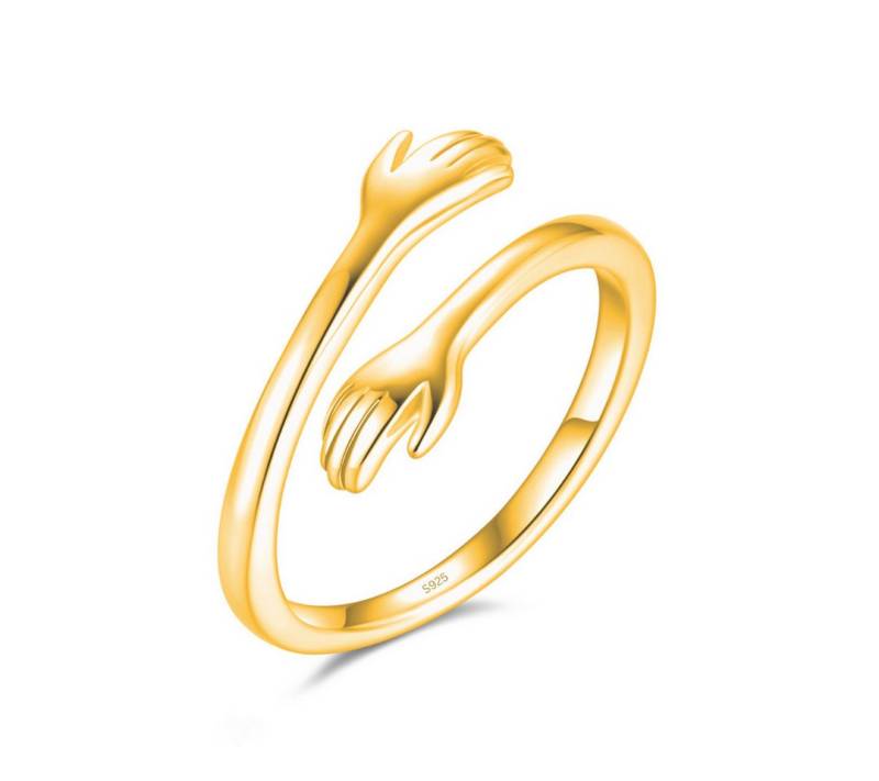 Lisandra Scott Silberring Umarmungsring in 925 Silber und Gold I Ring Liebesbotschaft Geschenk, Symbol für Zuneigung – Silberring mit kunstvollem Umarmungsdesign von Lisandra Scott