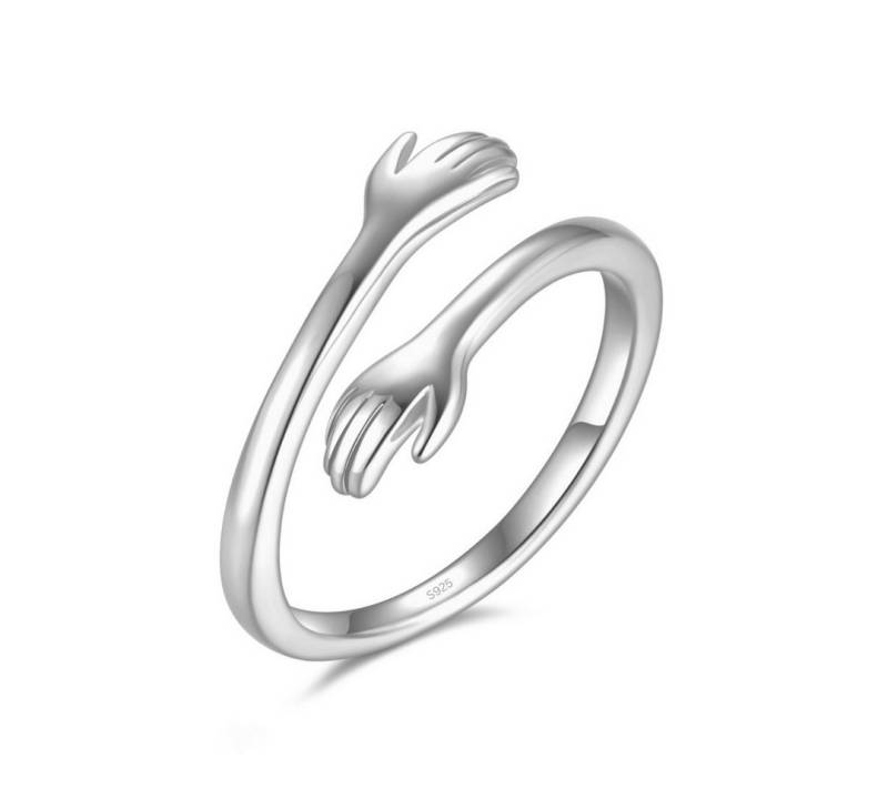Lisandra Scott Silberring Umarmungsring in 925 Silber und Gold I Ring Liebesbotschaft Geschenk, Symbol für Zuneigung – Silberring mit kunstvollem Umarmungsdesign von Lisandra Scott