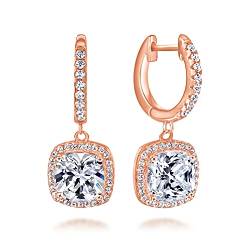 Strahlende Creolen Ohrringe aus 925 Sterling Silber mit Anhänger und Steinen in funkelnden Kristallpavé Kreolen klein in Juweliersqualität (Rosegold) von Lisandra Scott