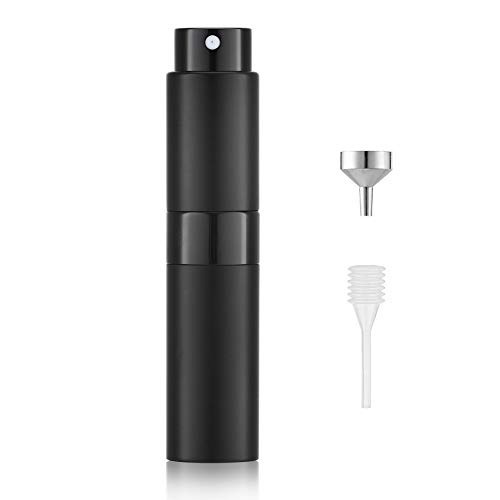 Lisapack 8 ml Zerstäuber Parfüm Sprühflasche für Reisen, leer, nachfüllbarer Kölnspender, tragbarer Zerstäuber für Männer und Frauen (mattes Schwarz) von Lisapack