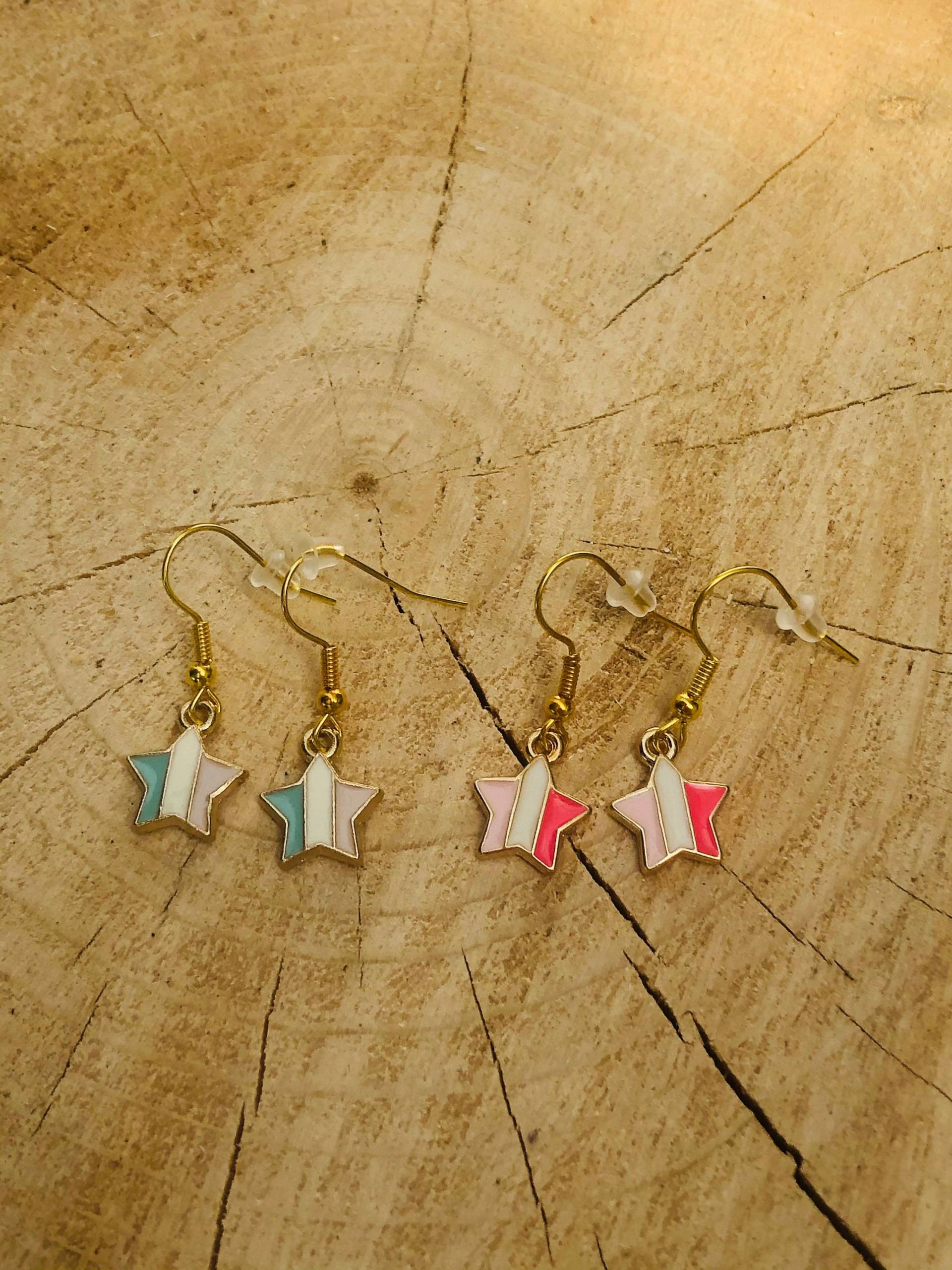 stern Ohrringe Gold Und Pastel von LisasJewelleryShop