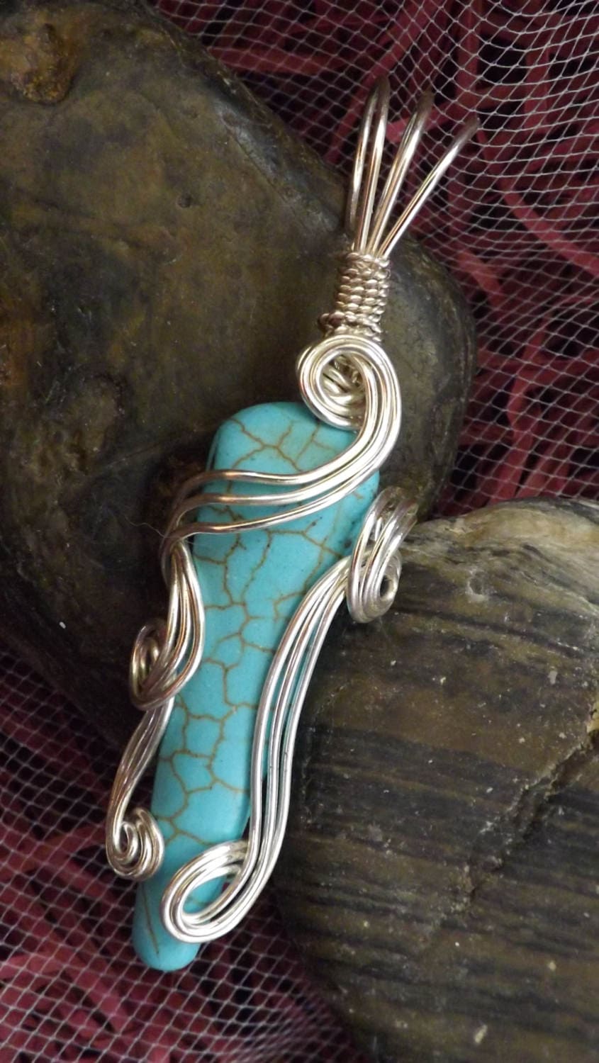 Fancy Blau Howlith Wire Wrap Fancy Blau Howlith Wire Wrap von LisasJewelryBowl