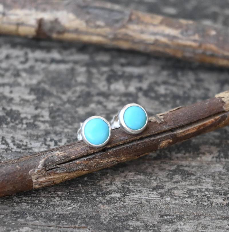 Blaue Kingman Türkis Ohrstecker Sterling Silber, 5 Mm von LisasLoveliesJewelry