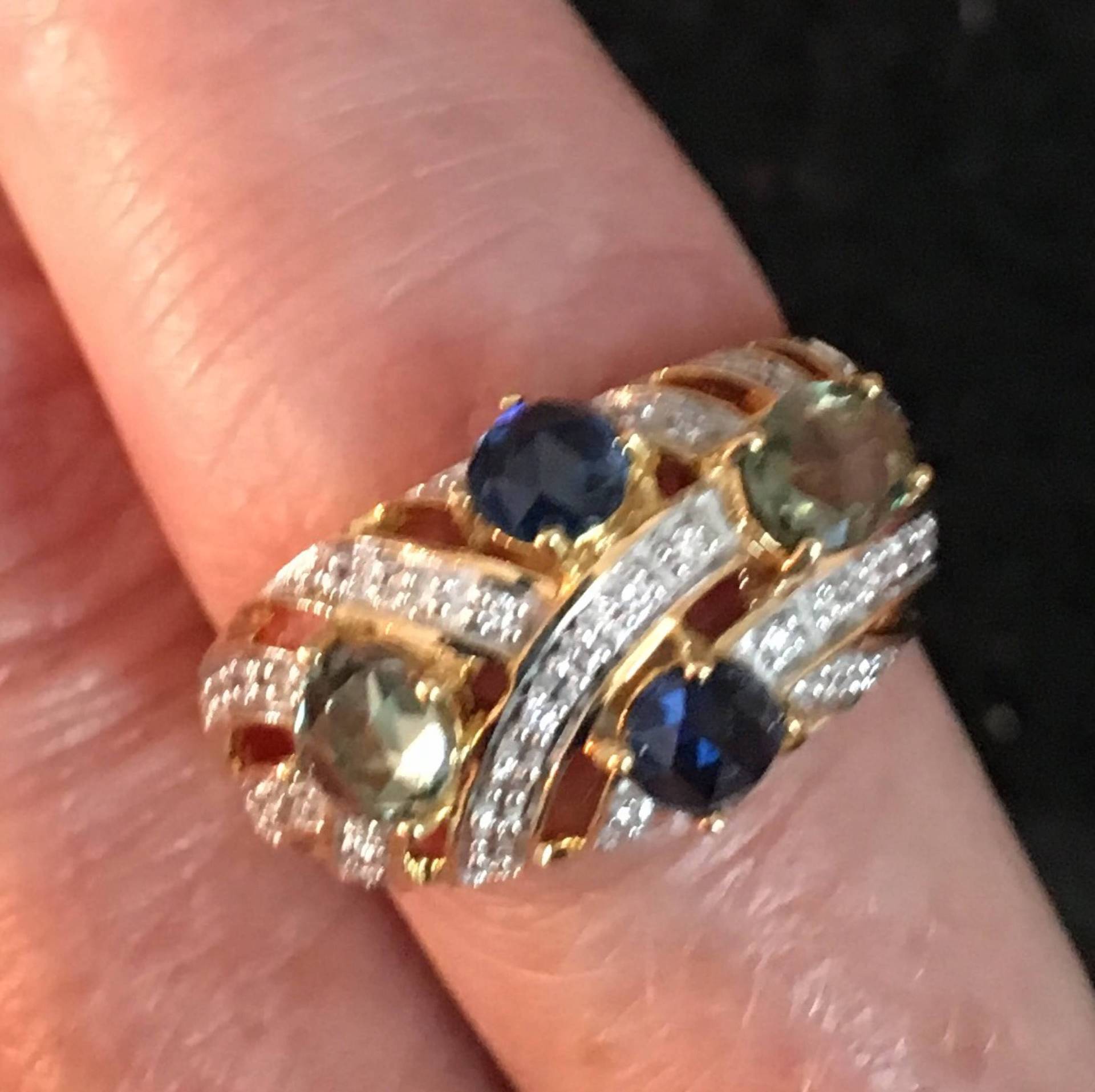 Einzigartige Saphir Und Diamanten 14 K Gold Ring von LisasLuxuryLoft