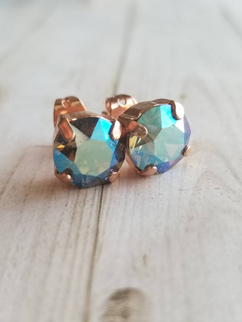 Rose Gold Schwarz Diamant Schimmer 8 Mm Swarovski Kristall Ohrstecker Geschenk Für Sie Valentinsgeschenk Braut Brautjungfer Geschenke Formaler Rose Gold Schwarz Diamant Schimmer 8 Mm Swarovski Kristall Ohrstecker Geschenk Für Sie Valentinsgeschenk Braut Brautjungfer Geschenke Formaler von Lisaslittleluxuries