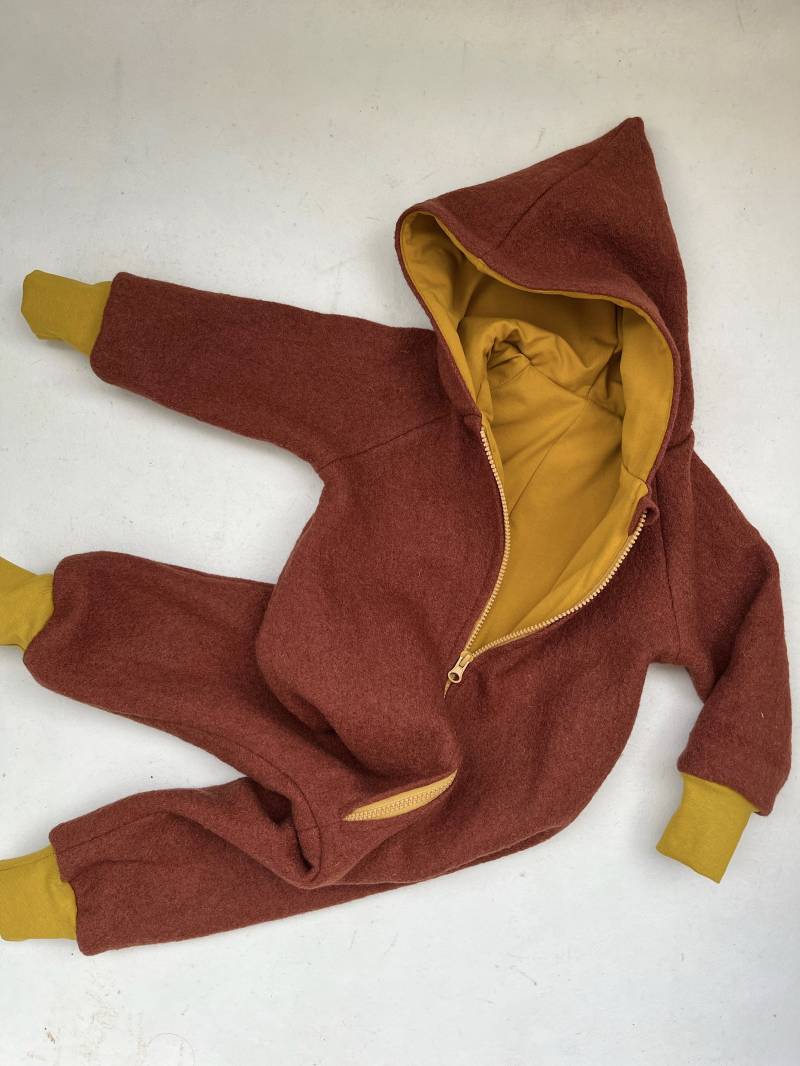 Wollwalk-Overall Für Kinder Kupfer Und Senfgelb von Lisbeth2015