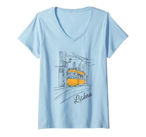 Damen Lissabon T-Shirt mit V-Ausschnitt Damen Lissabon T-Shirt mit V-Ausschnitt von Lisbon Portugal Souvenir Store