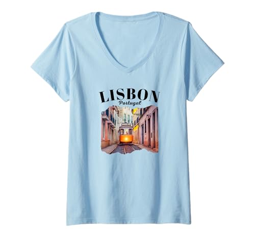 Damen Lissabon T-Shirt mit V-Ausschnitt Damen Lissabon T-Shirt mit V-Ausschnitt von Lisbon Portugal Souvenir Store