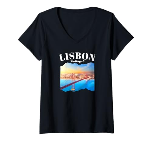 Damen Lissabon T-Shirt mit V-Ausschnitt Damen Lissabon T-Shirt mit V-Ausschnitt von Lisbon Portugal Souvenir Store