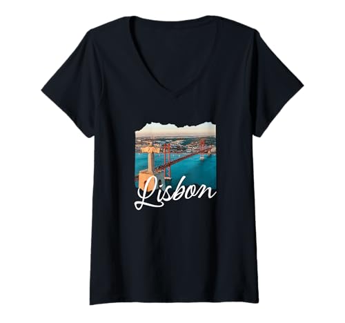 Damen Lissabon T-Shirt mit V-Ausschnitt Damen Lissabon T-Shirt mit V-Ausschnitt von Lisbon Portugal Souvenir Store