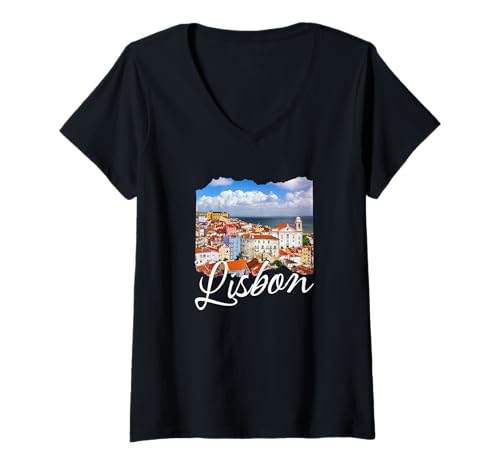 Damen Lissabon T-Shirt mit V-Ausschnitt Damen Lissabon T-Shirt mit V-Ausschnitt von Lisbon Portugal Souvenir Store