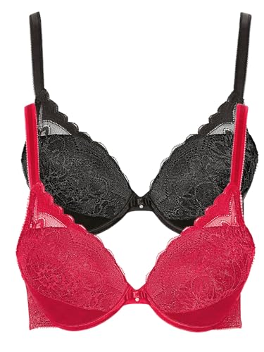 Lisca 2er Pack Push up BH Evelyn 020230 Gr. 75C in Black-red Lisca 2er Pack Push up BH Evelyn 020230 Gr. 75C in Black-red von Lisca
