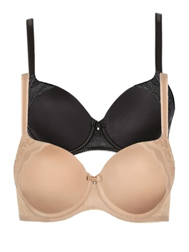 Lisca 2er Pack Schalen BH Evelyn 020228 Gr. 100C in Black-Sweet Almond von Lisca
