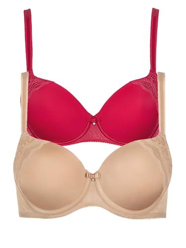 Lisca 2er Pack Schalen BH Evelyn 020228 Gr. 75E in red-Sweet Almond von Lisca