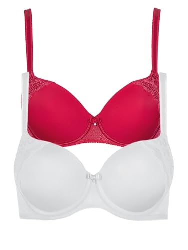 Lisca 2er Pack Schalen BH Evelyn 020228 Gr. 90B in red-White von Lisca