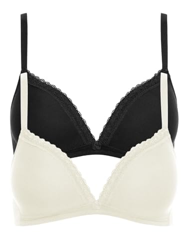 Lisca 2er Pack Triangel BH ohne Bügel INES 020285 Gr. 80A in Black-Cream von Lisca