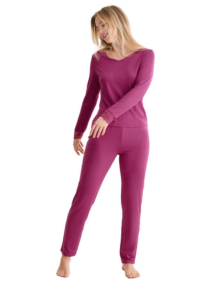 Lisca Pyjama Damen Pyjama Set lange Hose, Shirt langarm Ruth (Stück, 1 tlg) von Lisca