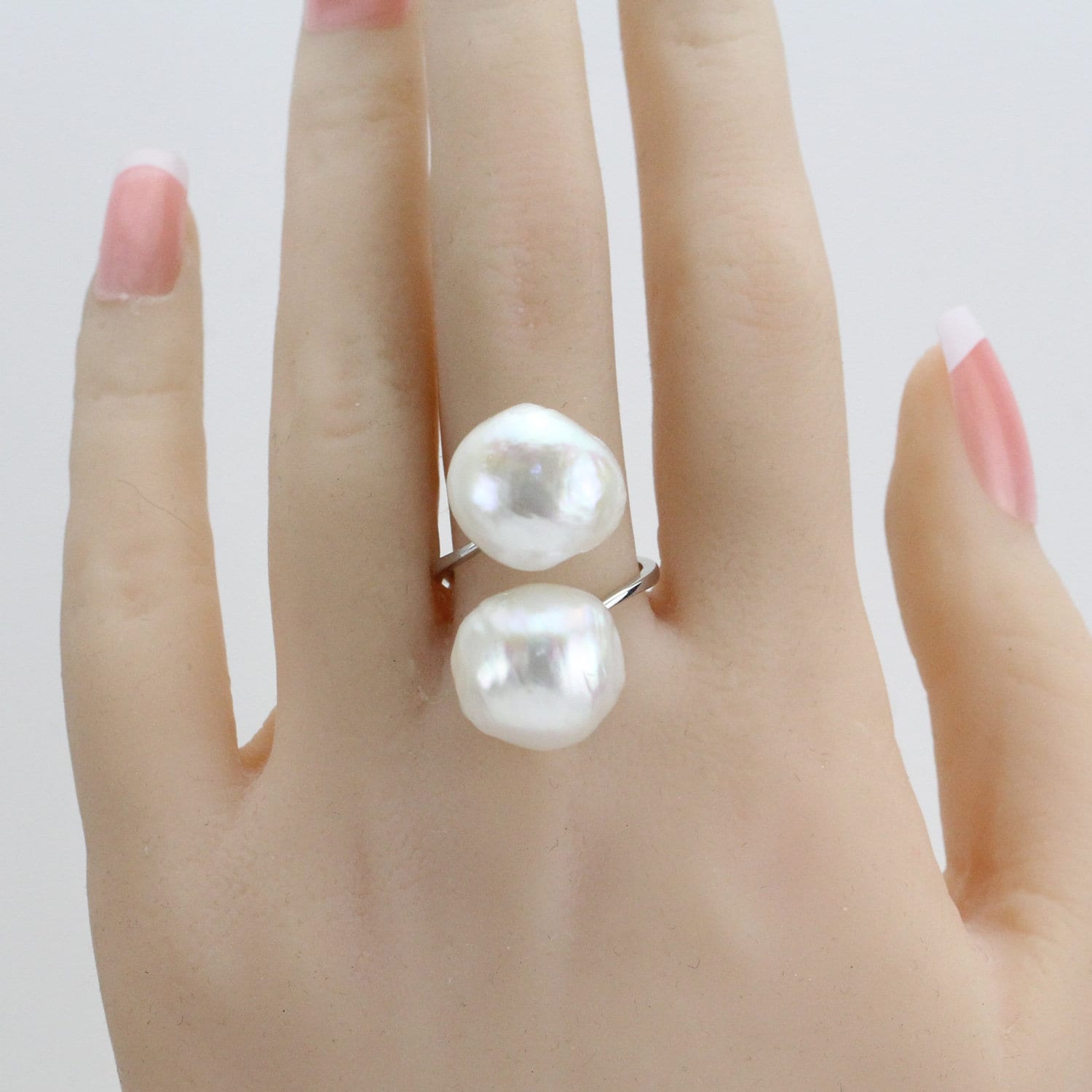 Doppelperlenring, Silber 925 Offene Ringperle, 12-13 Mm Süßwasser-Kräuselungsperlenring, Midiring Silber, Ring Mit Zwei Perlen, Barockperlenring Doppelperlenring, Silber 925 Offene Ringperle, 12-13 Mm Süßwasser-Kräuselungsperlenring, Midiring Silber, Ring Mit Zwei Perlen, Barockperlenring von LishaPearlJewelry