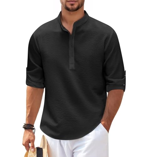 Lishang Leinenhemd Herren Langarm Hemden Sommerhemd Freizeithemd Männer Strandhemd Casual Regular Fit Basic Shirt Universal Businesshemd Lishang Leinenhemd Herren Langarm Hemden Sommerhemd Freizeithemd Männer Strandhemd Casual Regular Fit Basic Shirt Universal Businesshemd von Lishang
