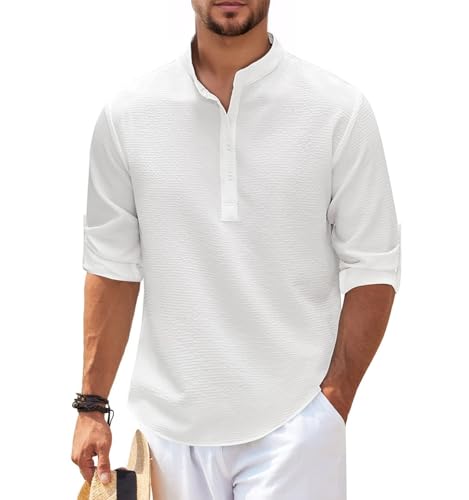 Lishang Leinenhemd Herren Langarm Hemden Sommerhemd Freizeithemd Männer Strandhemd Casual Regular Fit Basic Shirt Universal Businesshemd Lishang Leinenhemd Herren Langarm Hemden Sommerhemd Freizeithemd Männer Strandhemd Casual Regular Fit Basic Shirt Universal Businesshemd von Lishang