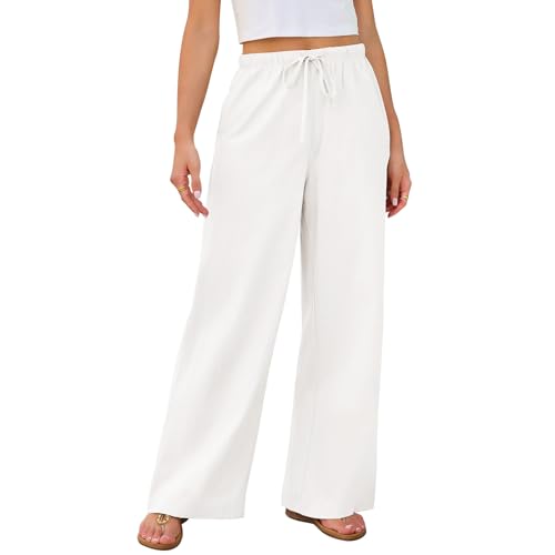 Lishang Leinenhose Damen Lang Sommer Mit Taschen Leichte Lockere Sommerhose Damen Strandhose Bequeme Hose Elastisch Taille Weiß L Lishang Leinenhose Damen Lang Sommer Mit Taschen Leichte Lockere Sommerhose Damen Strandhose Bequeme Hose Elastisch Taille Weiß L von Lishang
