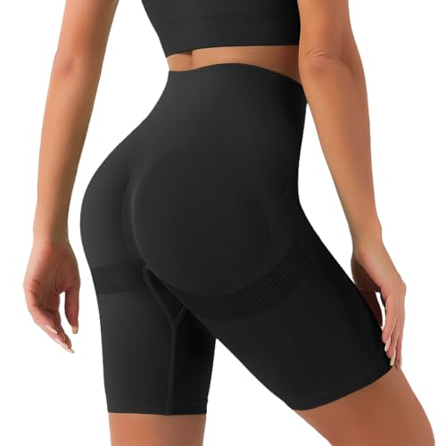 Lishang Radlerhose Damen Kurze Hohe Taille Yoga Shorts Booty Scrunch Kurze Leggings Blickdicht Gym Shorts High Waist Sporthose Sportshorts Butt Lift Push Up Laufhose Fitness Sportleggings von Lishang