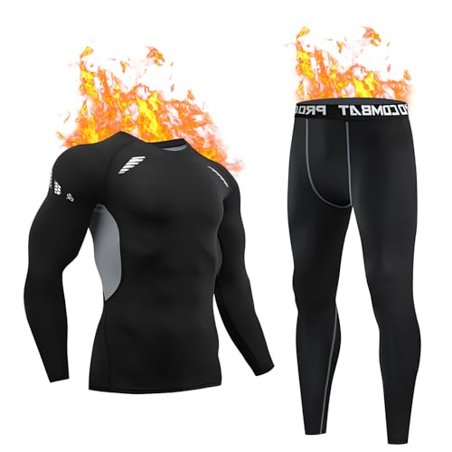 Lishang Thermounterwäsche Herren Funktionsunterwäsche Skiunterwäsche Winter Thermo Unterwäsche Männer Winter Thermounterhose Innenfleece Atmungsaktiv Warm für Joggen Radfahren Skifahren Fahrrad von Lishang