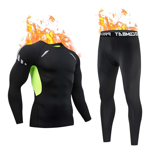 Lishang Thermounterwäsche Herren Funktionsunterwäsche Skiunterwäsche Winter Thermo Unterwäsche Männer Winter Thermounterhose Innenfleece Atmungsaktiv Warm für Joggen Radfahren Skifahren Fahrrad von Lishang