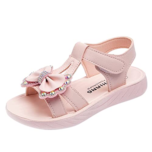 Baby Prinzessin Schuhe Mädchen Sandalen Kinder Open Toe Knöchelriemen Kleid Schuhe Hochzeitsfeier Für Kleinkinder Kinder Strass Schleife Prinzessin Schuhe Sandale (Pink, 33 Big Kids) von Lishirong