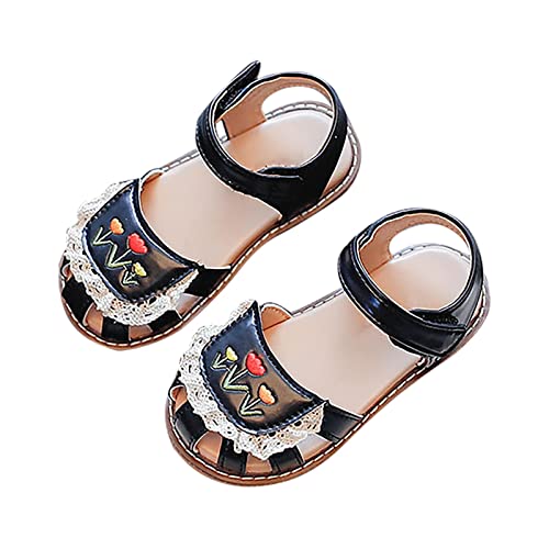 Baby Schuhe Kinder Mädchen Sandalen Lässige klebrige Schnürsenkel Leichte verstellbare Riemen Sommer kleines Kind/großes Kind Lauflernschuhe Hausschuhe (Black, 30 Little Child) von Lishirong