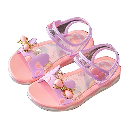 Barfuß Sandalen Kinder Sommer-Prinzessin-Strandschuhe Mode Lederschuhe für kleine Kinder und Mädchen Freizeitschuhe Dicke Sohlen Rundkopfschnalle Kleidschuhe Sandaletten Kinder (Purple, 25 Toddler) von Lishirong