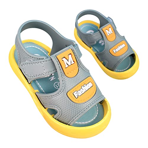 Flip Flops Kinder Kinderschuhe Strandsandalen Light Boy Sandalen Große Kinder Soft Bottom Boy Strandschuhe Wasserfeste Sandalen Jungen (20230517D-Grey, 23 Infant) von Lishirong