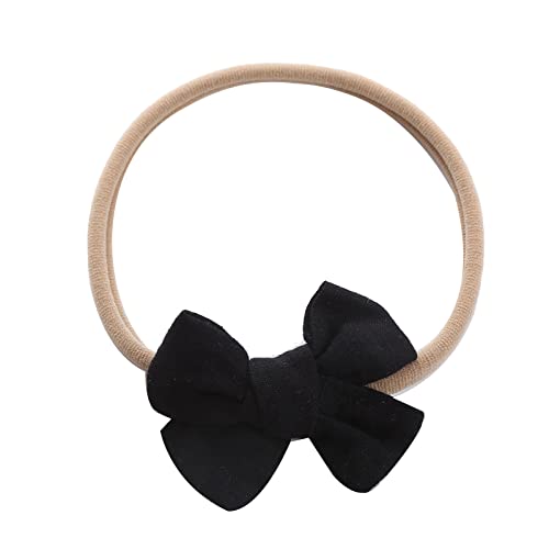 Langlaufstirnband Kleinkind Baby Mädchen einfarbig Stirnband Bowknot elastisches Haarband für Kleinkinder Damen Kleid Sportlich (Black, One Size) von Lishirong