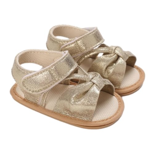 Lishirong Baby Kleinkind Kleinkind Sandalen Mädchen Weiche Offene spitze Sommer Sandalen Flache Schuhe Für Den Sommer Antirutsch Schuhe Kinder (Gold, 19 Infant) von Lishirong