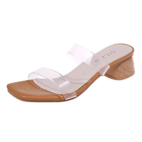 Lishirong Schnäppchen Damenschuhe dicke Schuhe lässige Sandalen Hausschuhe Fersen Mode Frauen-Pantoffel Wasserdicht Schuhe Damen Trecking (Brown, 39) von Lishirong