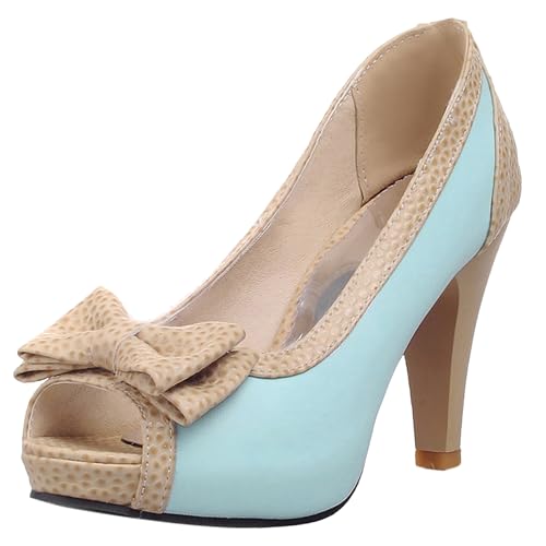 Lishoepin Damen Höhe Ferse Pumpe mit Plateau Shoe0099 Stiletto Blau Gr 33 EU/32Cn Lishoepin Damen Höhe Ferse Pumpe mit Plateau Shoe0099 Stiletto Blau Gr 33 EU/32Cn von Lishoepin