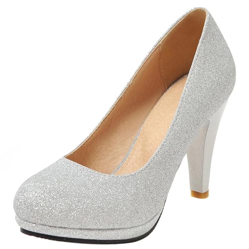 Lishoepin Damen Höhe Ferse Pumpe mit Plateau Shoe0104 Trichterabsatz Silber Gr 37 EU/38Cn Lishoepin Damen Höhe Ferse Pumpe mit Plateau Shoe0104 Trichterabsatz Silber Gr 37 EU/38Cn von Lishoepin