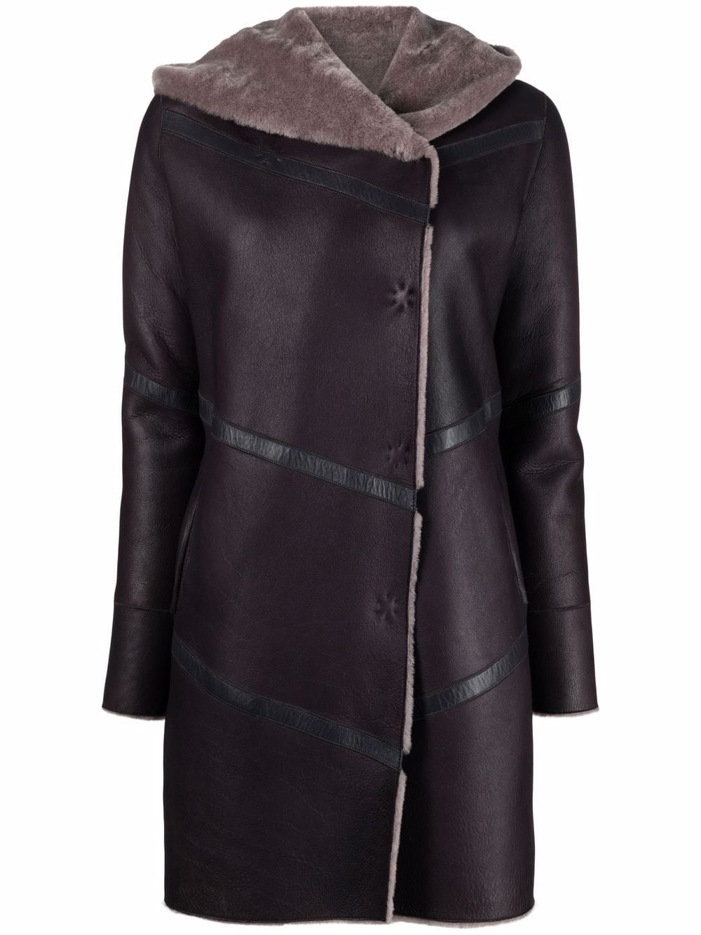 Liska Ledermantel mit Shearling-Futter - Violett von Liska