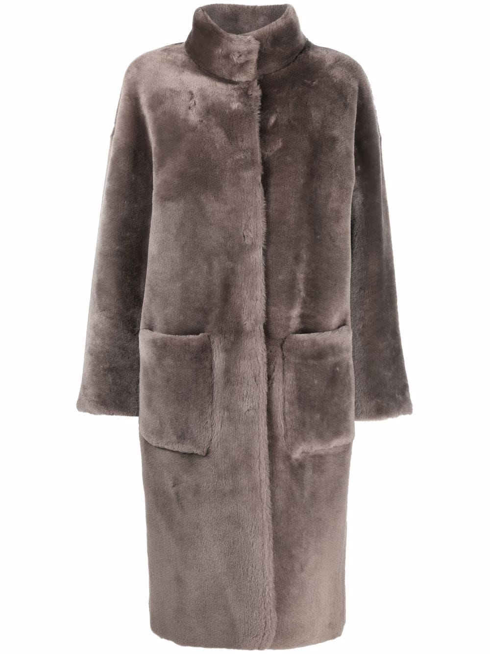 Liska Shearling-Mantel mit Stehkragen - Grau von Liska