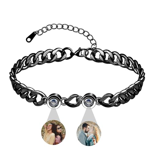 Liskanap Foto Armband Personalisierte Rund Projektion Armband mit Eigenen Bild im Stein Benutzerdefinierte Lupe Foto Armb?nder Versteckte Fotoarmband für Damen Herren Paar Silber Rose Gold Schwarz von Liskanap