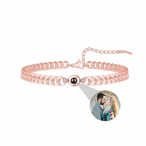 Liskanap Foto Armband Personalisierte Rund Projektion Armband mit Eigenen Bild im Stein Benutzerdefinierte Lupe Foto Armb?nder Versteckte Fotoarmband für Damen Herren Paar Silber Rose Gold Schwarz von Liskanap