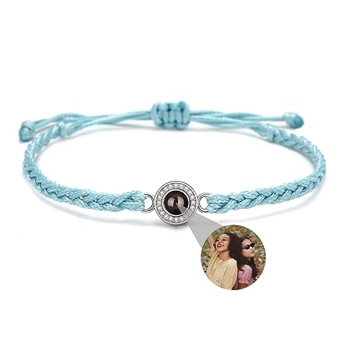 Liskanap Foto Armband Personalisierte Rund Projektion Armband mit Eigenen Bild im Stein Lupe Foto Armbänder Versteckte Fotoarmband für Damen Frauen Freundschaft Familie Schwarz Weiß von Liskanap