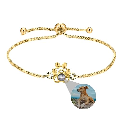 Liskanap Personalisierte Foto Armband Pfote Projektion Armband mit Eigenen Bild im Stein Benutzerdefinierte Lupe Foto Armbander Versteckte Fotoarmband für Damen Frauen Silber Rose Gold Schwarz von Liskanap
