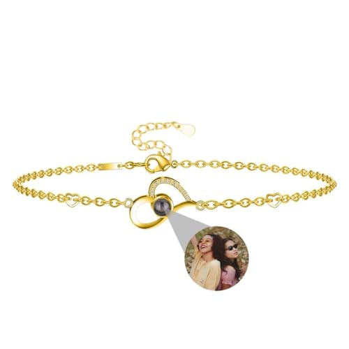 Liskanap Personalisiertes Foto Armband Mit Bild Projektion im Stein - 925 Sterling Silber 'Liebe Dich' in 100 Sprachen - Kreis Kugel Denkmal der Liebe Schmuckgeschenk für Damen von Liskanap