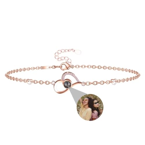 Liskanap Personalisiertes Foto Armband Mit Bild Projektion im Stein - 925 Sterling Silber Liebe Dich 100 Sprachen für Damen - Kreis Kugel Denkmal der Liebe Schmuckgeschenk von Liskanap