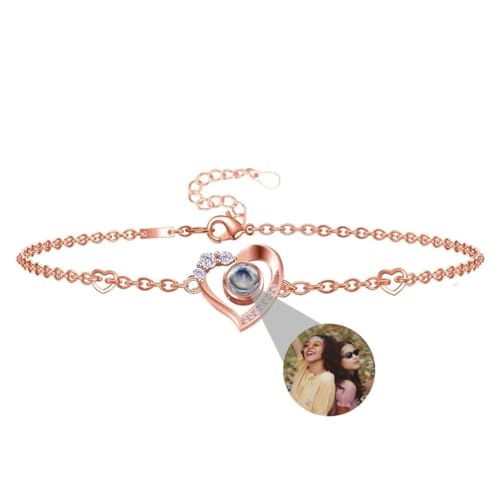 Liskanap Personalisiertes Foto-Armband Mit Bild-Projektion im Stein - 925 Sterling Silber 'Liebe Dich' in 100 Sprachen - Kreis Kugel Denkmal der Liebe Schmuckgeschenk für Damen von Liskanap