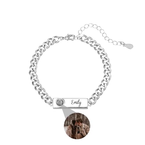 Liskanap Personalisiertes Foto Projektion Armband - Ich Liebe Dich in 100 Sprachen - Erinnerung an Die Liebe - Weihnachten Geburtstag Geschenke Für Männer Hip-Hop-Schmuck von Liskanap