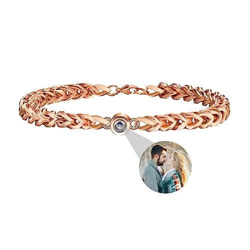 Personalisierte Foto Armband Benutzerdefinierte Projektion Armband mit Eigenen Bild im Stein Lupe Foto Armbänder Verstecktem Fotoarmband für Frauen Damen Herren Männer Paar Silber Rose Gold Schwarz von Liskanap