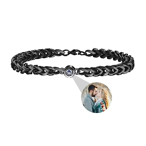 Personalisierte Foto Armband Benutzerdefinierte Projektion Armband mit Eigenen Bild im Stein Lupe Foto Armbänder Verstecktem Fotoarmband für Frauen Damen Herren Männer Paar Silber Rose Gold Schwarz von Liskanap