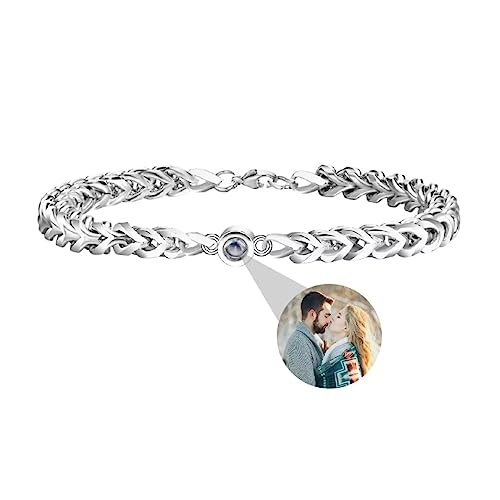 Personalisierte Foto Armband Benutzerdefinierte Projektion Armband mit Eigenen Bild im Stein Lupe Foto Armbänder Verstecktem Fotoarmband für Frauen Damen Herren Männer Paar Silber Rose Gold Schwarz von Liskanap